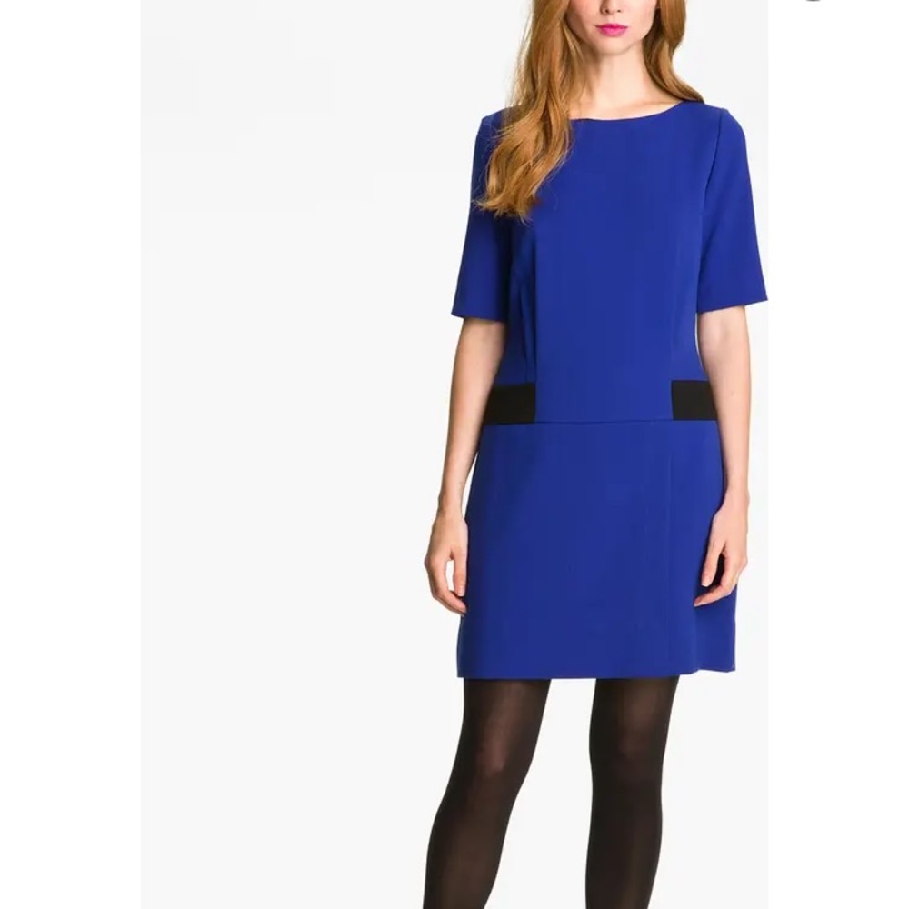 Eliza j royal blue color block Elbow sleeve shift dress
